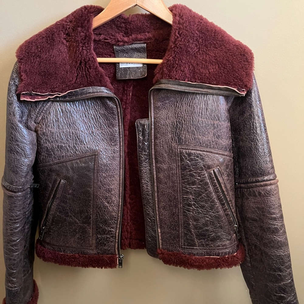 GAP genuine leather and shearling jacket
